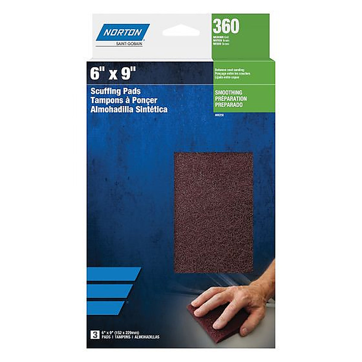 Norton - 00256 - Bear-Tex Non-Woven Scuff Pad, 6 Inch W X 9 Inch L