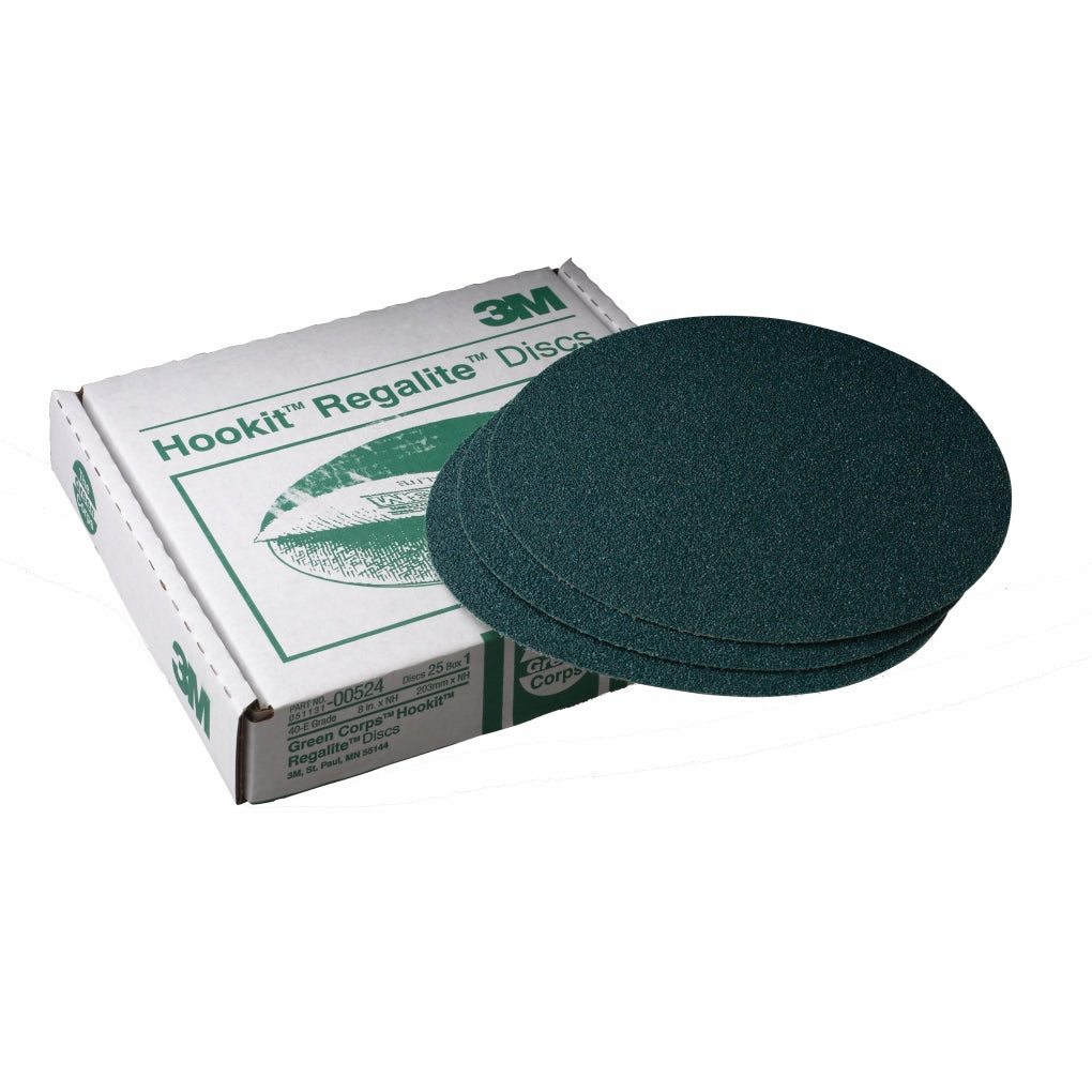 3M - 00524 - Green Corps Hookit Regalite Disc, 8 in, 40E, 25/Box