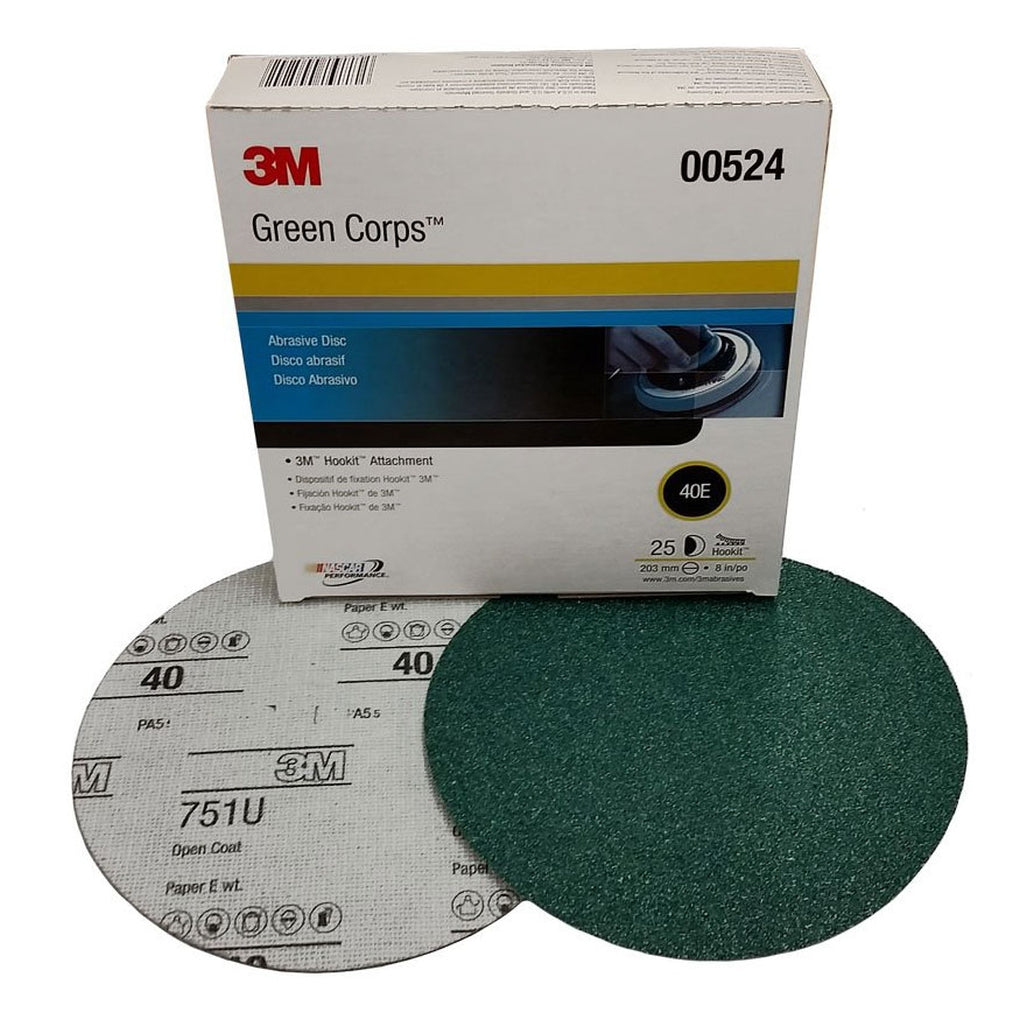 3M - 00524 - Green Corps Hookit Regalite Disc, 8 in, 40E, 25/Box