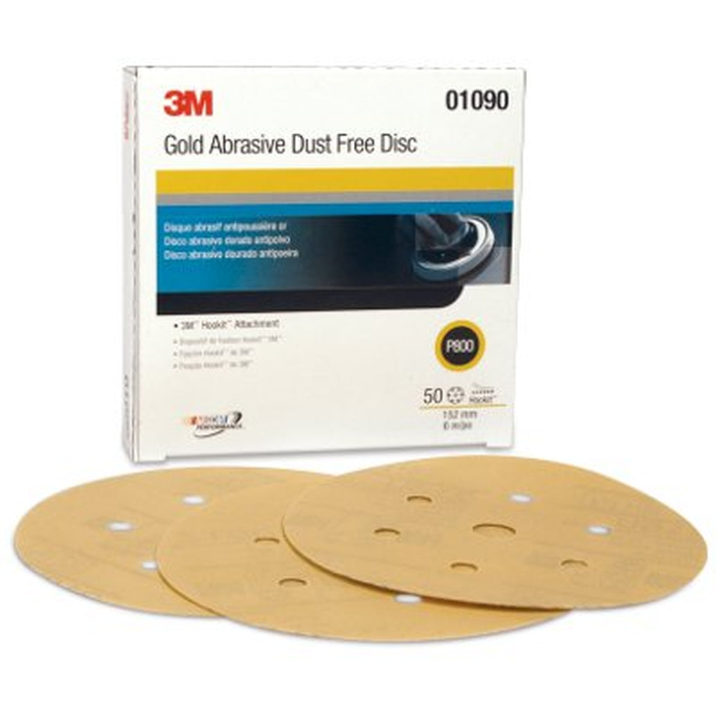 3M - 01090 - Hookit Gold Disc Dust Free, 6 in, 50/box - 60455035893