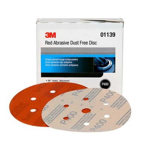 3M - 01139 - Red Abrasive Hookit Disc Dust Free, 6 in, P400