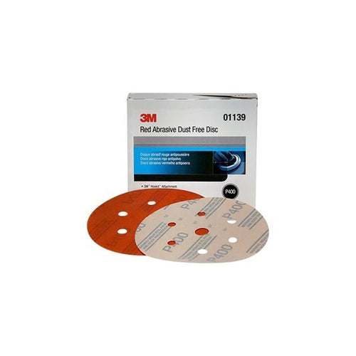 3M - 01139 - Red Abrasive Hookit Disc Dust Free, 6 in, P400