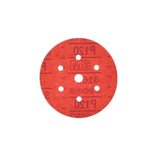 3M - 01145 - Red Abrasive Hookit Disc Dust Free, 6 in, P120, 50/box - 60455037691