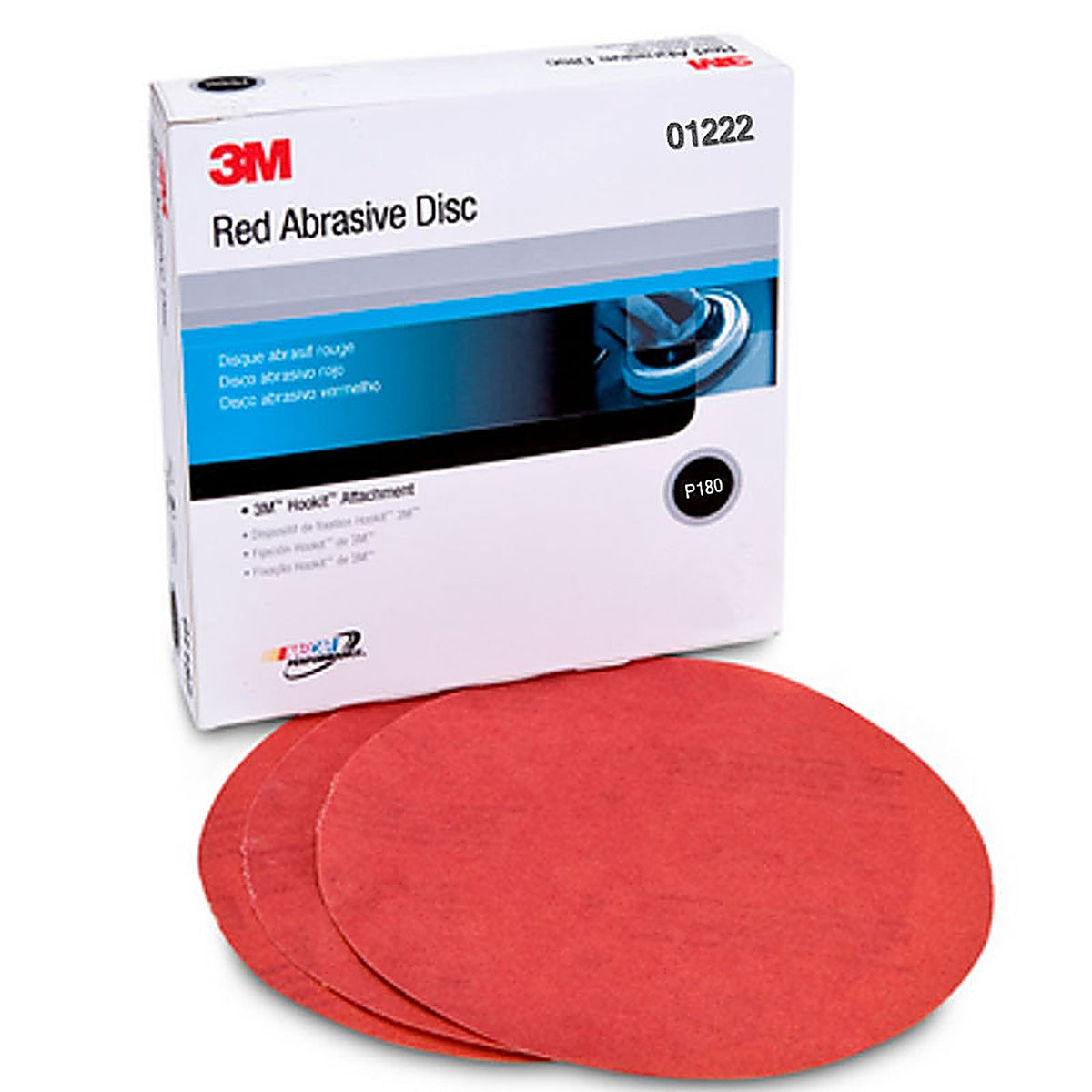 3M - 01222 - Red Abrasive Hookit Disc, 6 in, P180