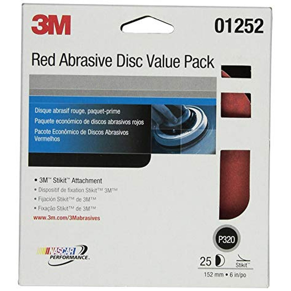 3M - 01252 - Red Abrasive Stikit Disc Value Pack, 6 in, P320