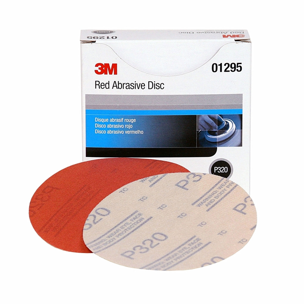 3M - 01295 - Red Abrasive Hookit Disc, 5 in, P320, 50/box - 60455051106