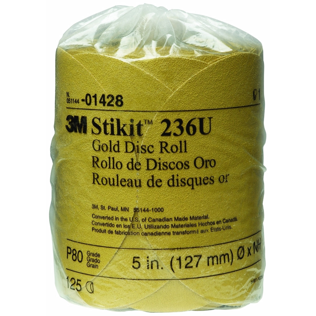 3M - 01428 - Stikit Gold Disc Roll, 5 in, P80A