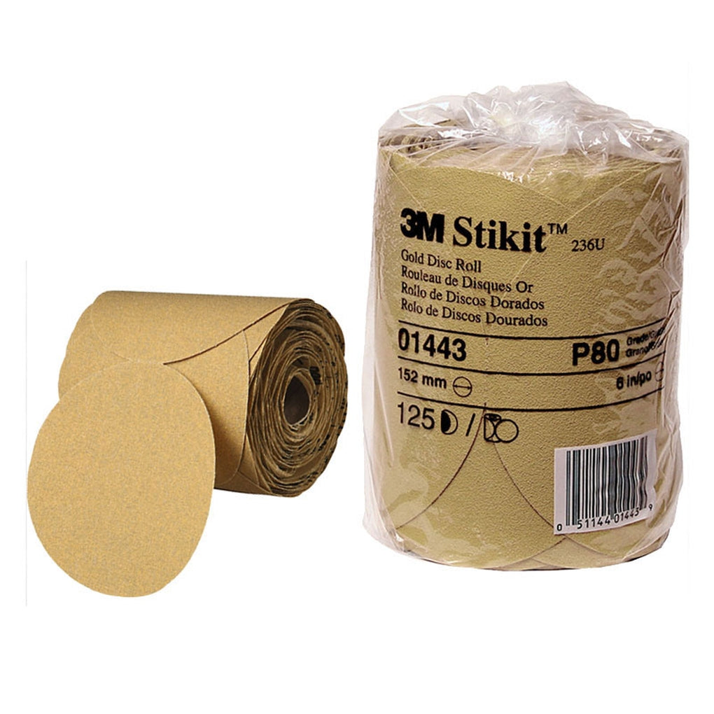 3M - 01443 - Stikit Gold Disc Roll, 236U, 6 in, P80A, 125/roll