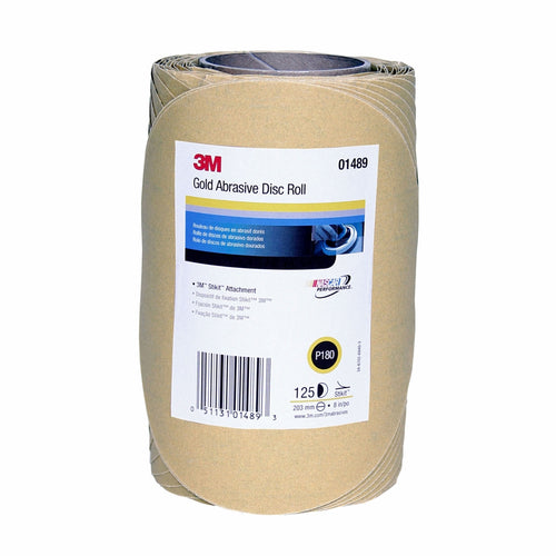 3M - 01489 - Stikit Gold Disc Roll, 8 in, 216U, P180C, 125/roll