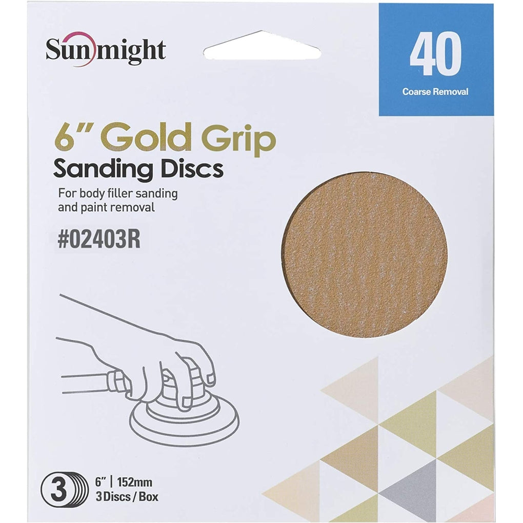 Sunmight - 02403R - 6 IN. Gold Grip Sanding Discs Grit 40 - 5/Pack