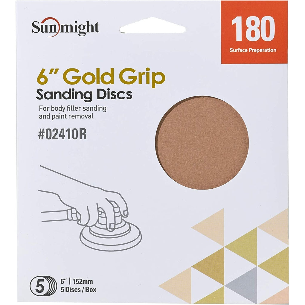 Sunmight - 02410R - 6 IN. Gold Grip Sanding Discs Grit 180 - 5/Pack
