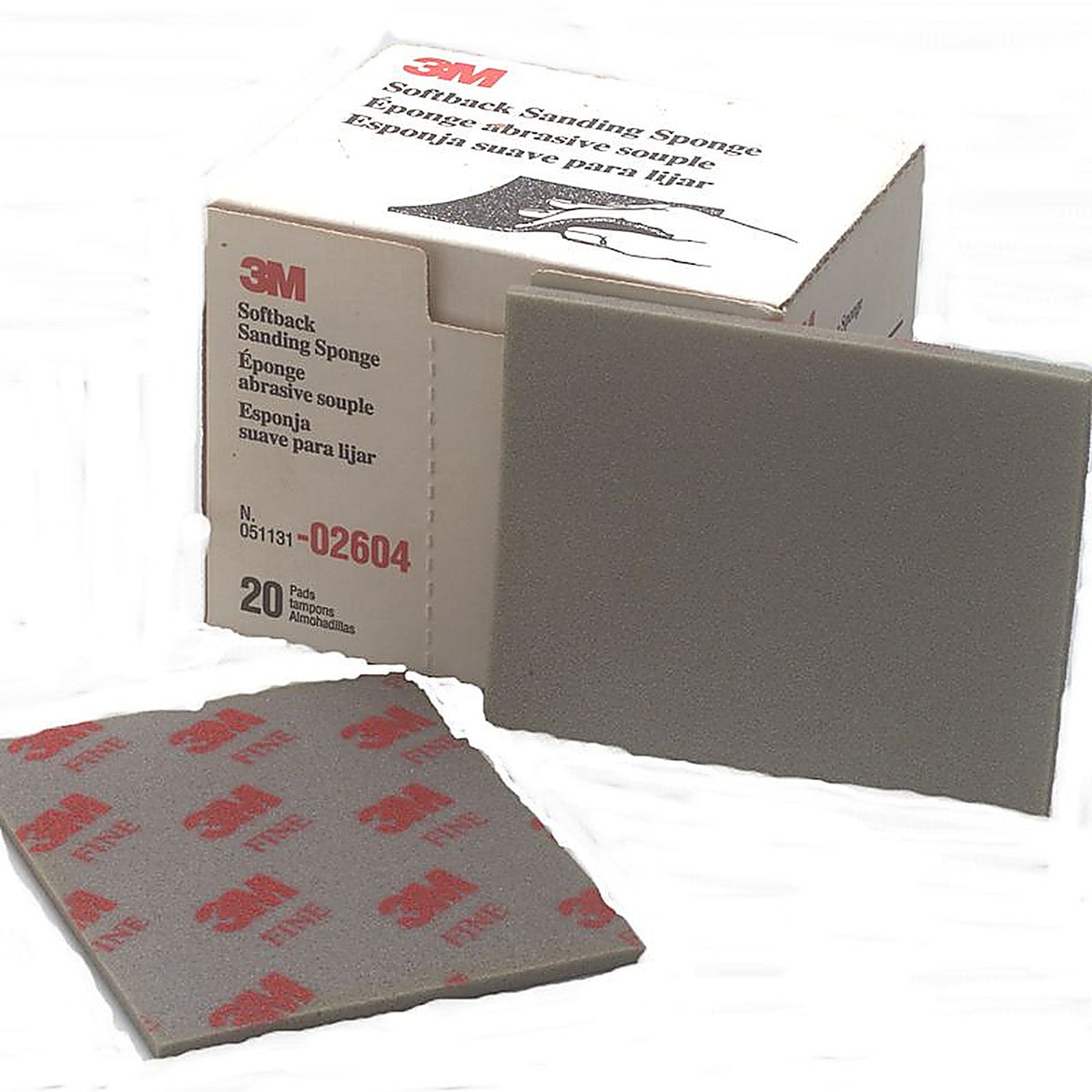 3M - 02604 - Softback Sanding Sponge, 4-1/2 in x 5-1/2 in, Fine