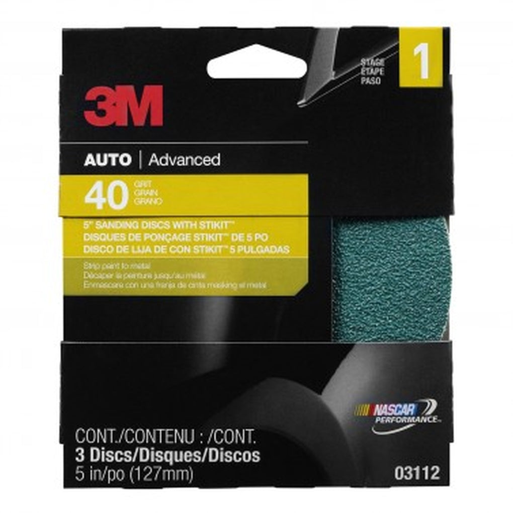 3M - 03112 - Sanding Disc w/Stikit Attachment, 40G, 5 in disc