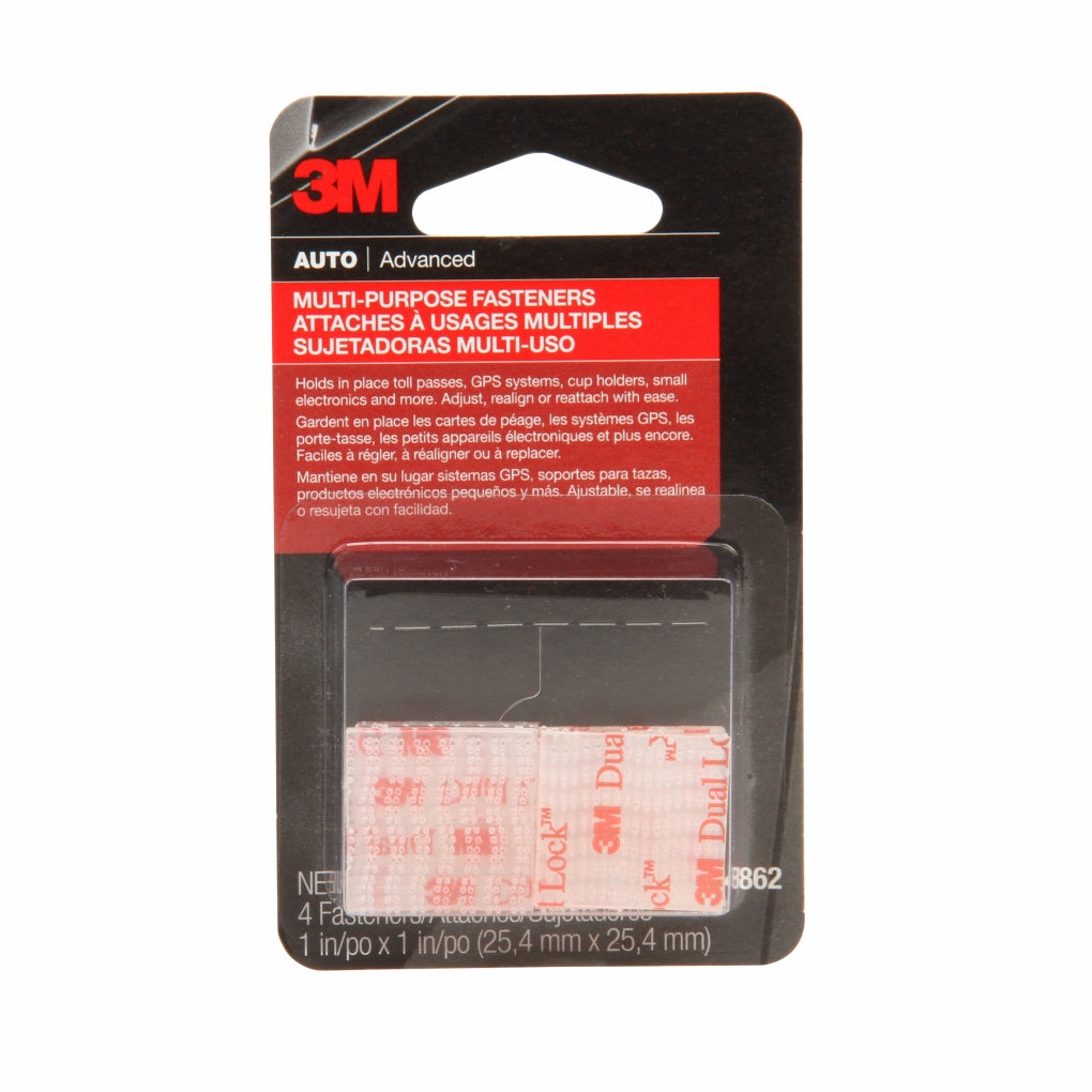3M - 04862 - Dual Lock Reclosable Fasteners, 1 in x 1 in, Clear