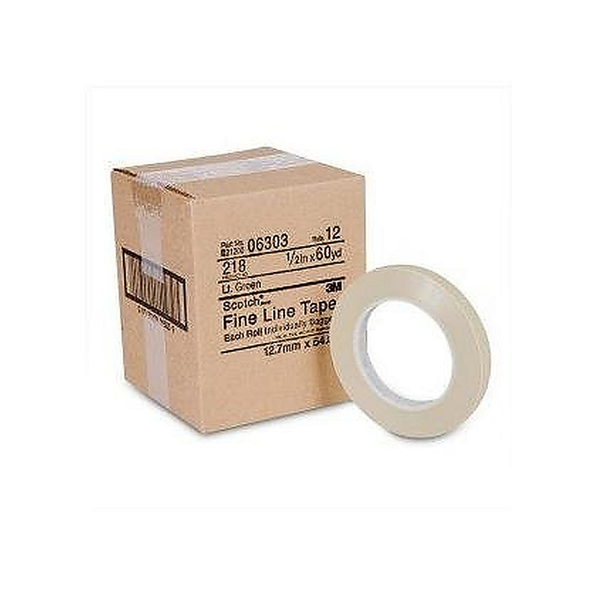 3M - 06303 - Scotch Fine Line Tape, 218 Green, 1/2 in x 60 yd 4.7 mil, Boxed