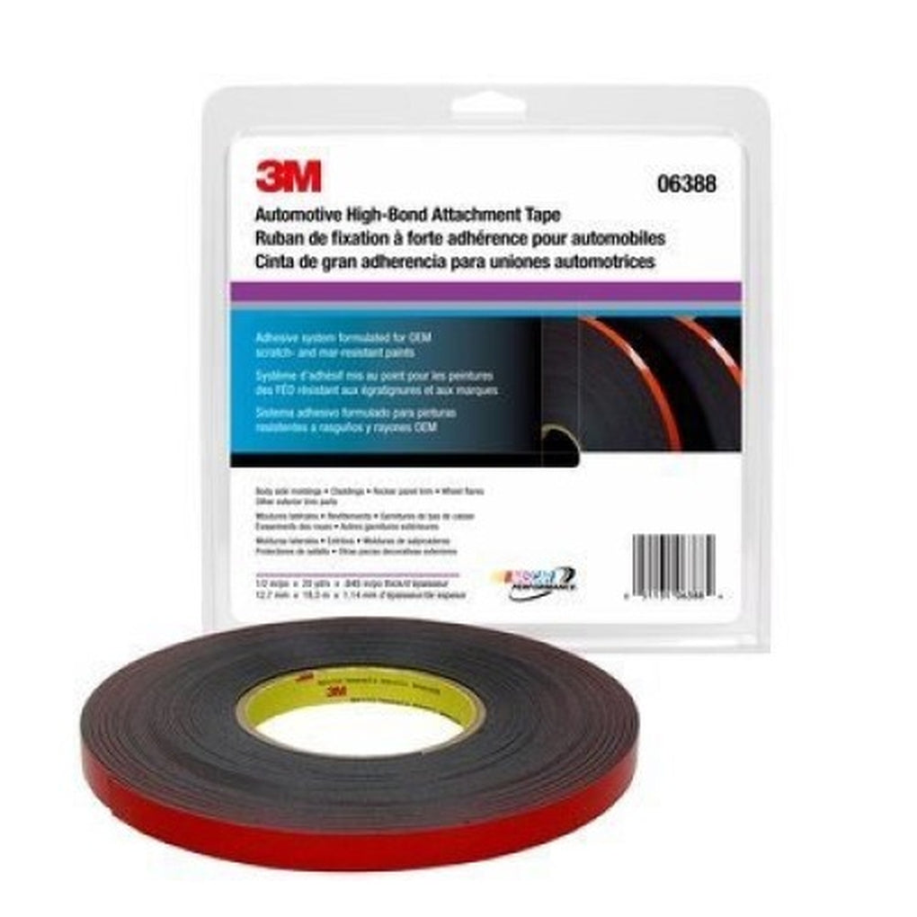 3M - 06388 - Automotive Acrylic Plus Premium Attachment Tape, Black, 1.12 mm, 1/2 in x 20 yd - 75347085898