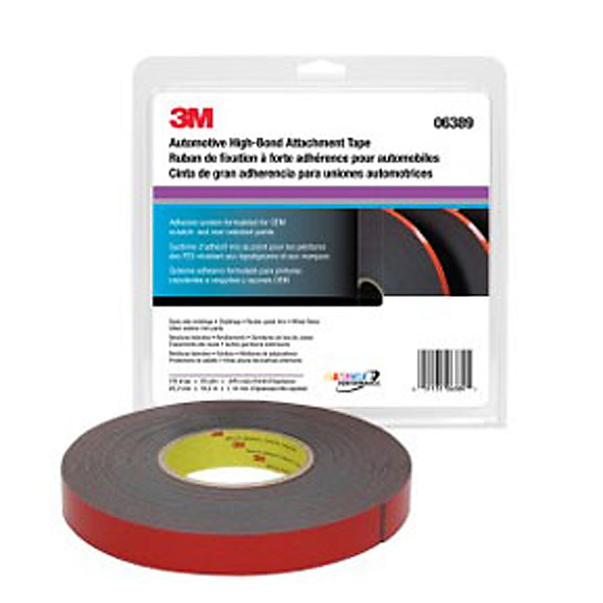 3M - 06389 - Automotive Acrylic Plus Premium Attachment Tape, Black, 1.12 mm, 7/8 in x 20 yd - 75347085906
