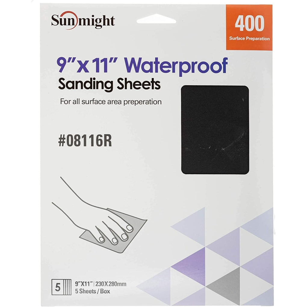 Sunmight - 08116R - 9 IN. X 11 IN. Waterproof Sheets Grit 400 - 5/Pack
