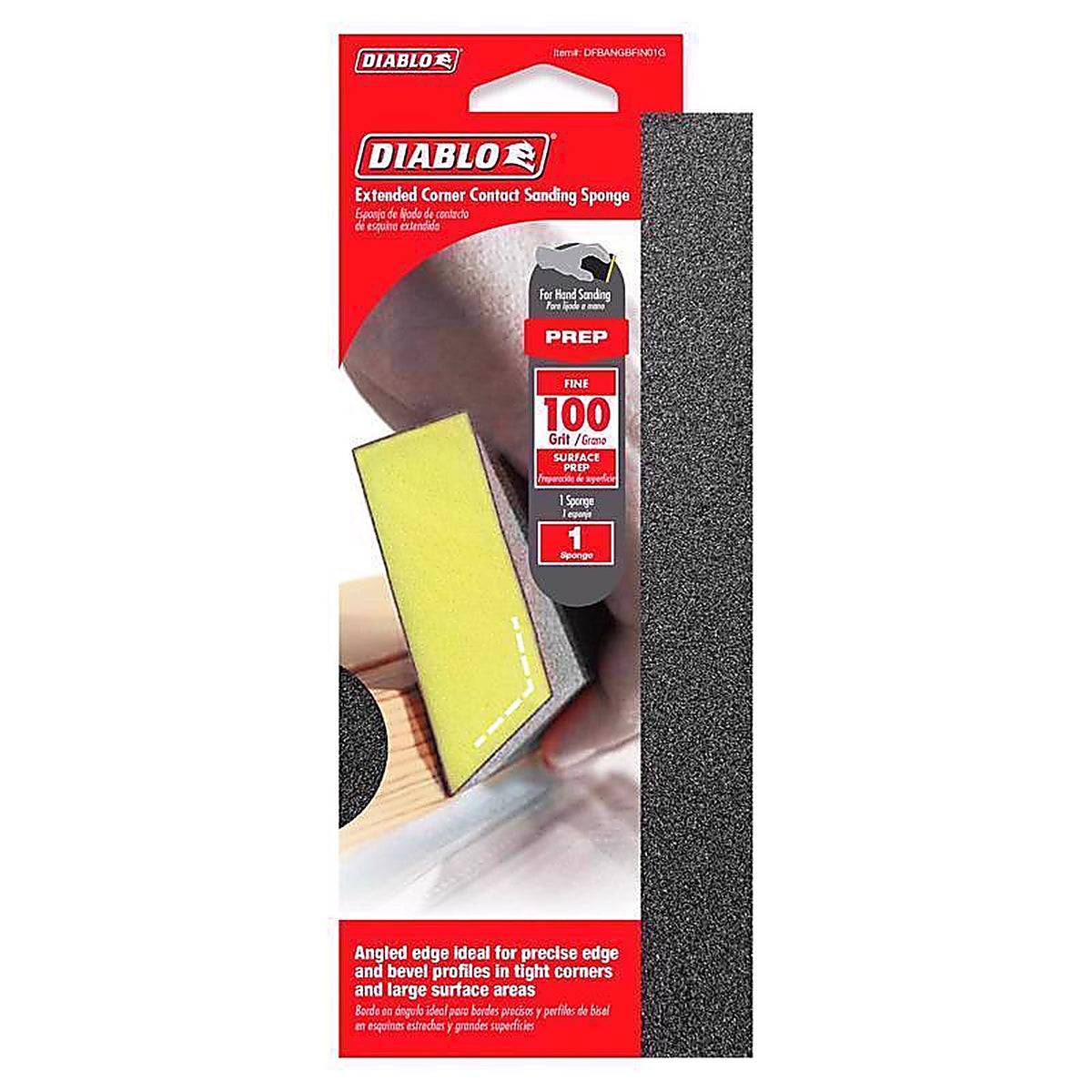 Diablo - DFBANGBFIN01G - 8 in. L X 3 in. W X 1 in. T 100 Grit Fine Angled Sanding Sponge