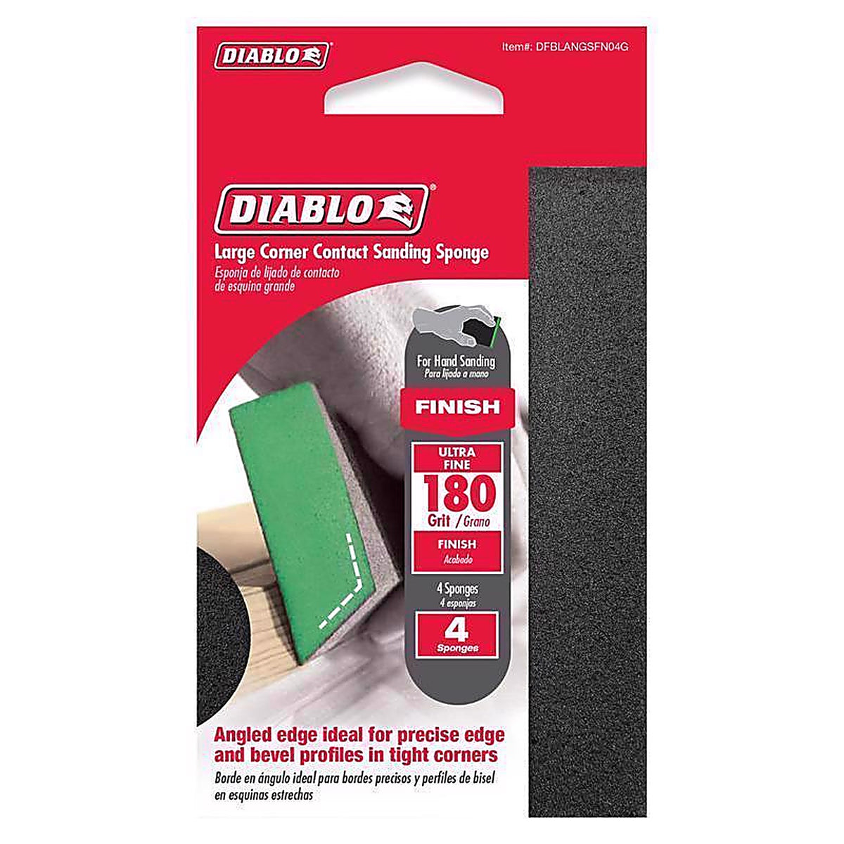 Diablo - DFBLANGSFN04G - 5 in. L X 3 in. W X 1 in. T 180 Grit Ultra Fine Angled Corner Sanding Sponge