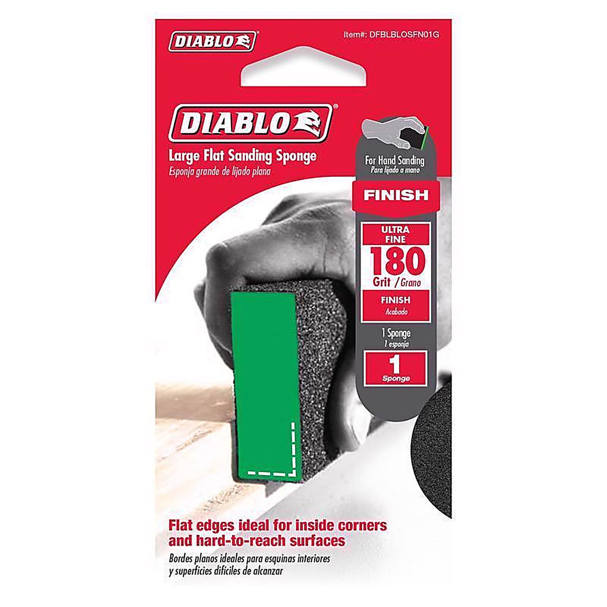 Diablo - DFBLBLOSFN01G - 5 in. L X 3 in. W X 1 in. T 180 Grit Ultra Fine Flat Surface Sanding Sponge