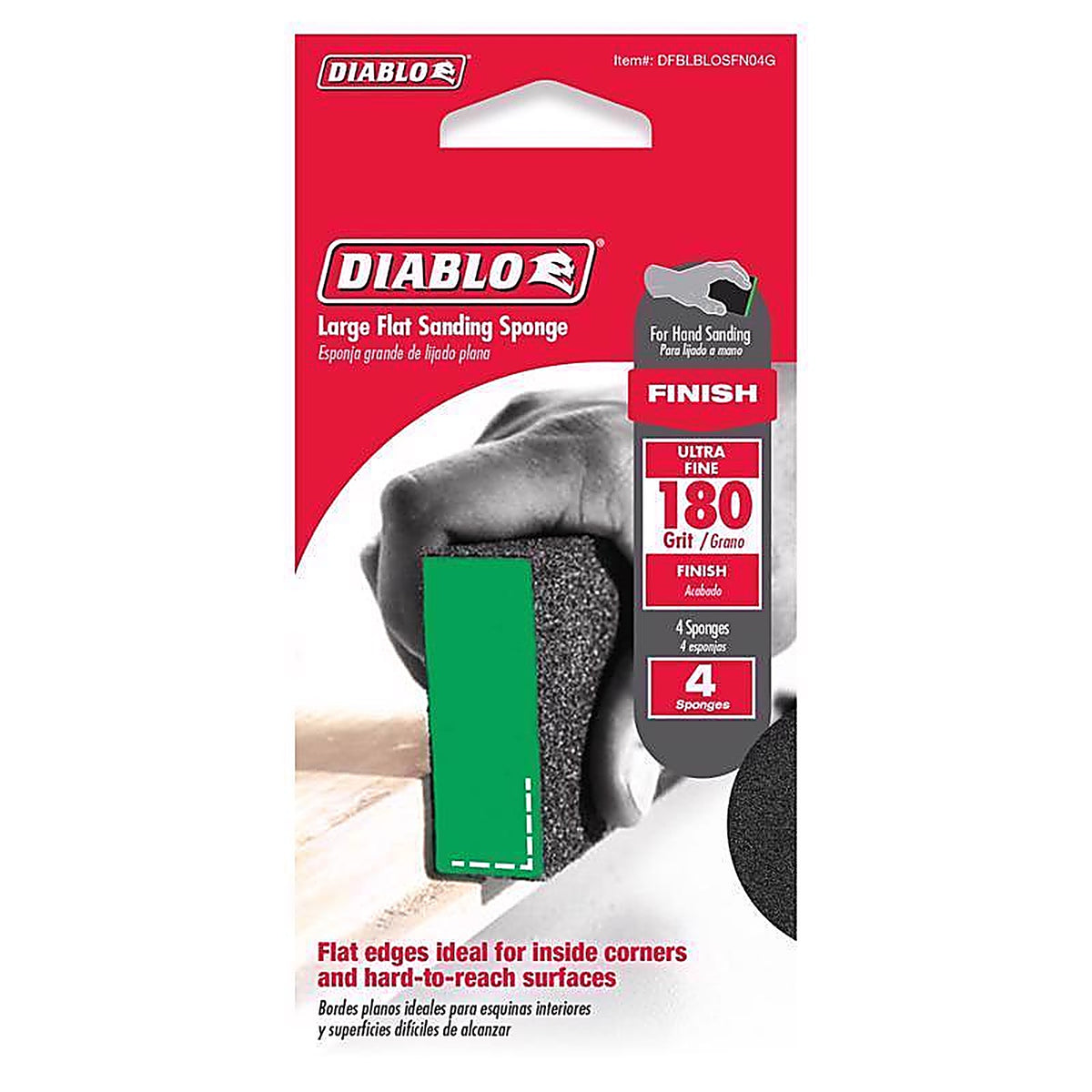 Diablo - DFBLBLOSFN04G - 5 in. L X 3 in. W X 1 in. T 180 Grit Ultra Fine Flat Surface Sanding Sponge