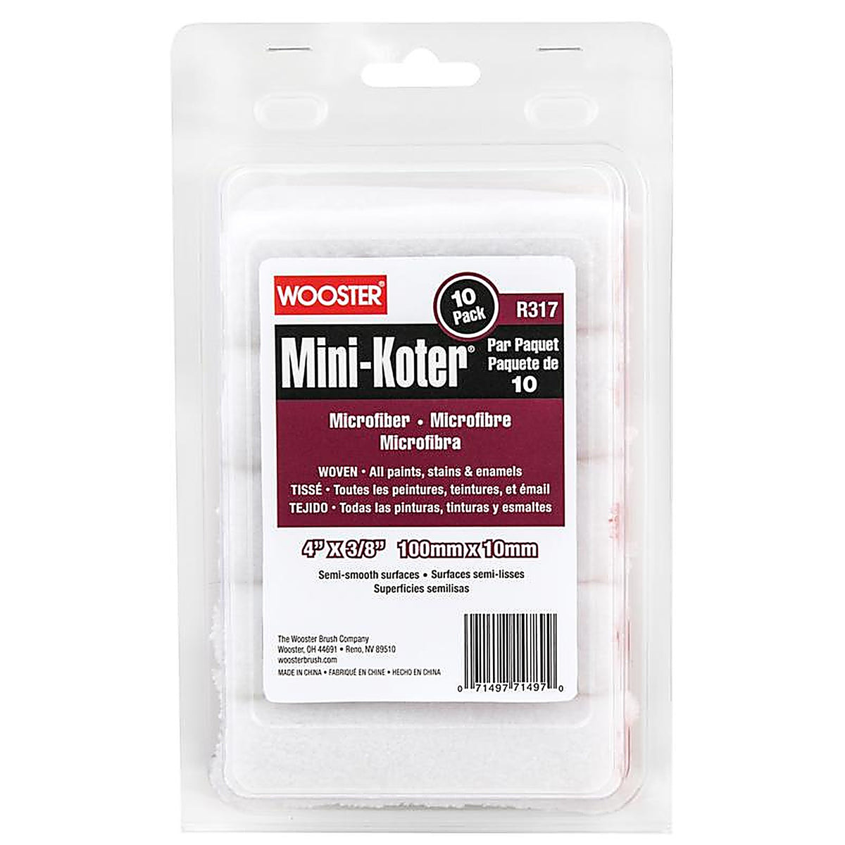 Wooster - R117-4 - Mini-Koter Microfiber 4 in. W X 3/8 in. Mini Paint Roller Cover 10 pk