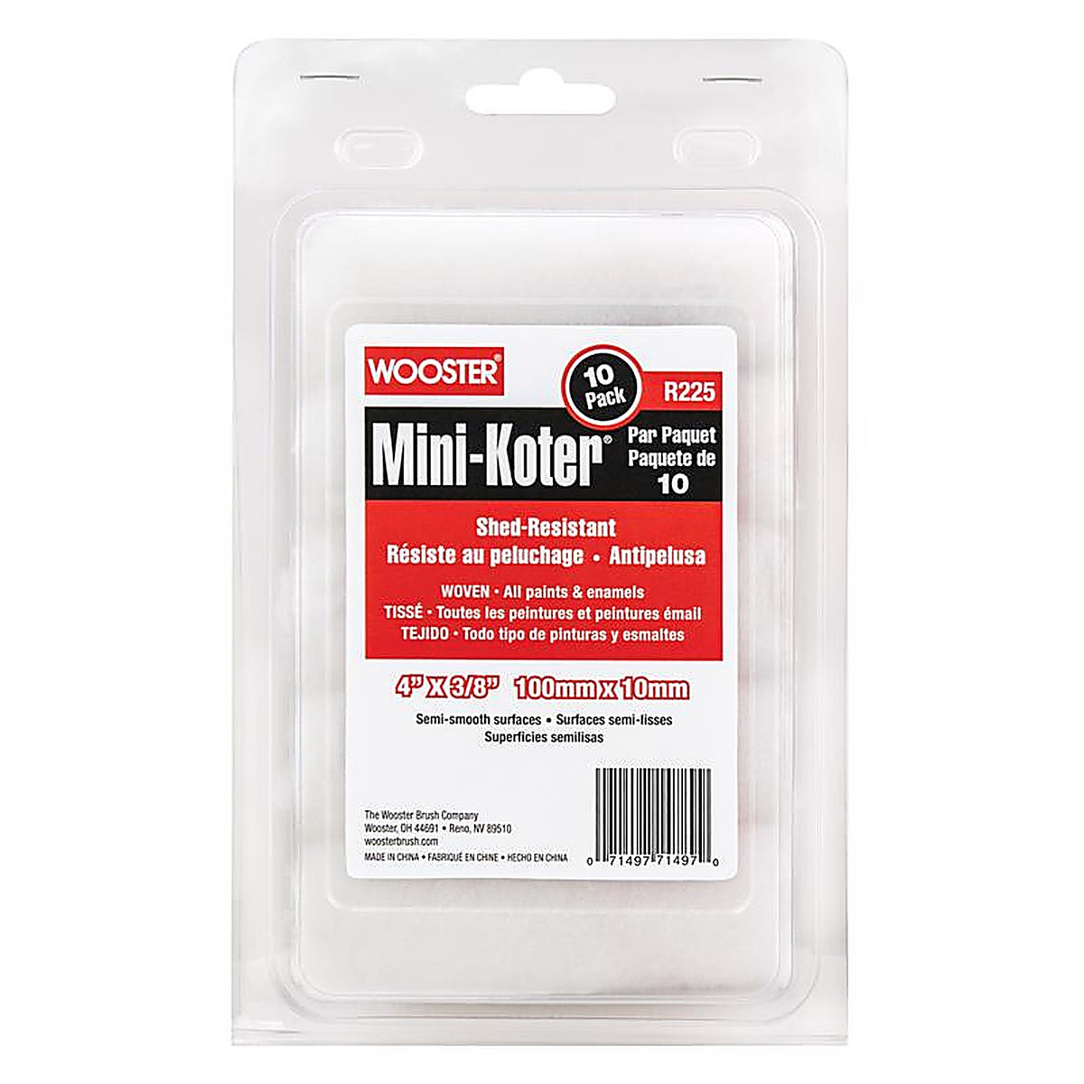 Wooster - R125-4 - Mini-Koter Fabric 4 in. W X 3/8 in. Mini Paint Roller Cover 10 pk