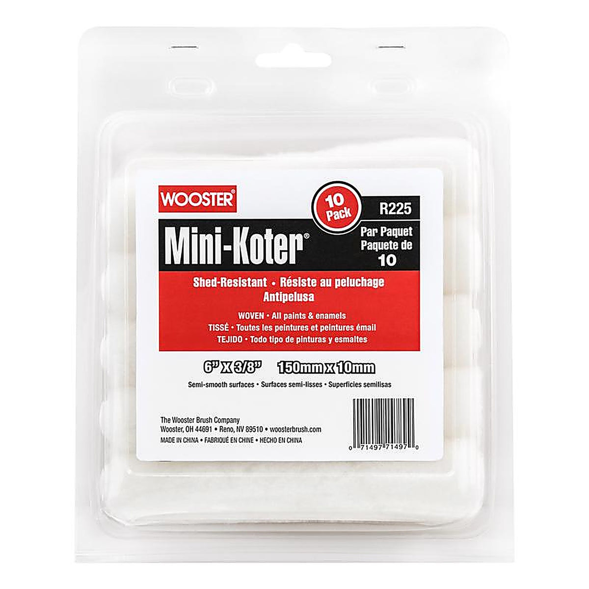 Wooster - R125-6 - Mini-Koter Fabric 6 in. W X 3/8 in. Mini Paint Roller Cover 10 pk