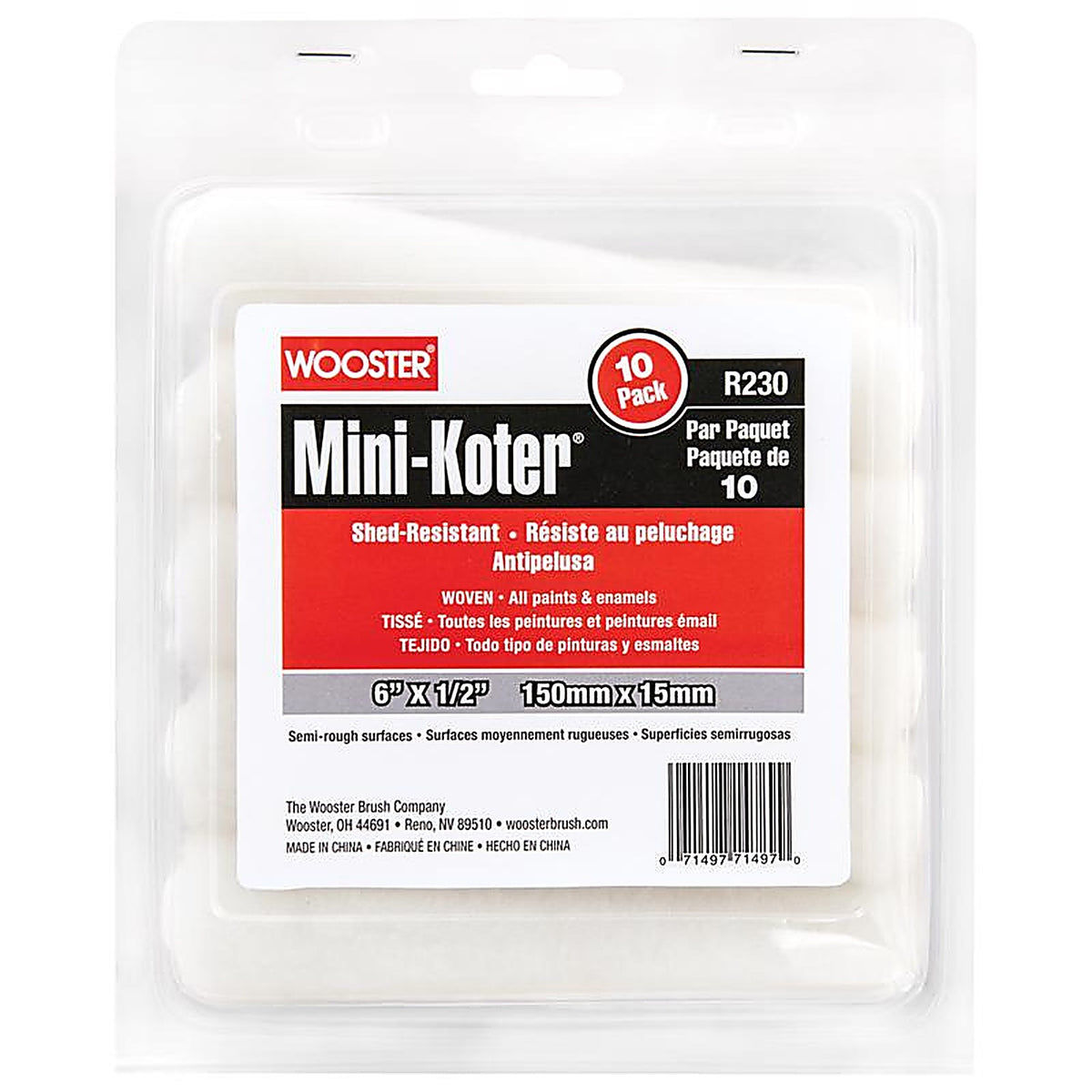 Wooster - R130-6 - Mini-Koter Fabric 6 in. W X 1/2 in. Mini Paint Roller Cover 10 pk