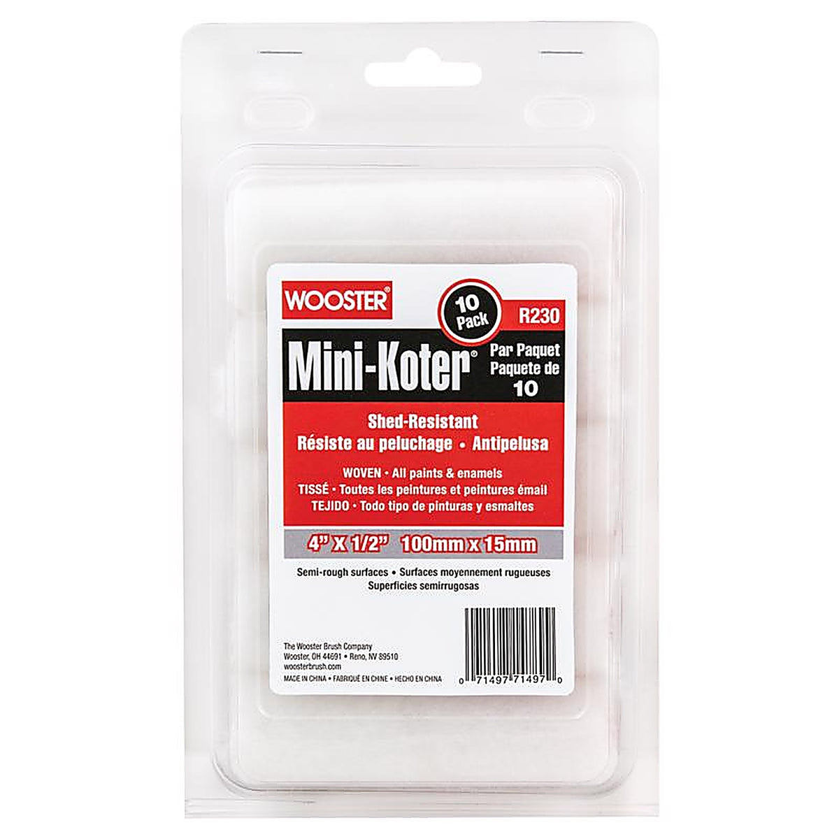 Wooster - R130-4 - Mini-Koter Fabric 4 in. W X 1/2 in. Mini Paint Roller Cover 10 pk
