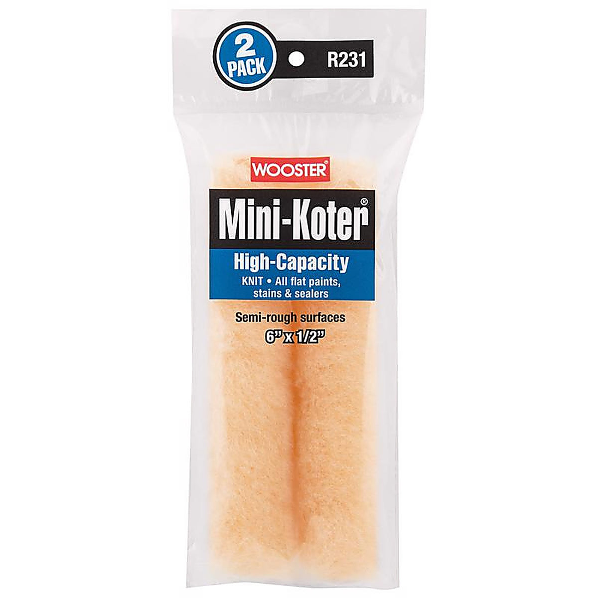 Wooster - R231-6 - Mini-Koter Fabric 6 in. W X 1/2 in. Mini Paint Roller Cover 2 pk