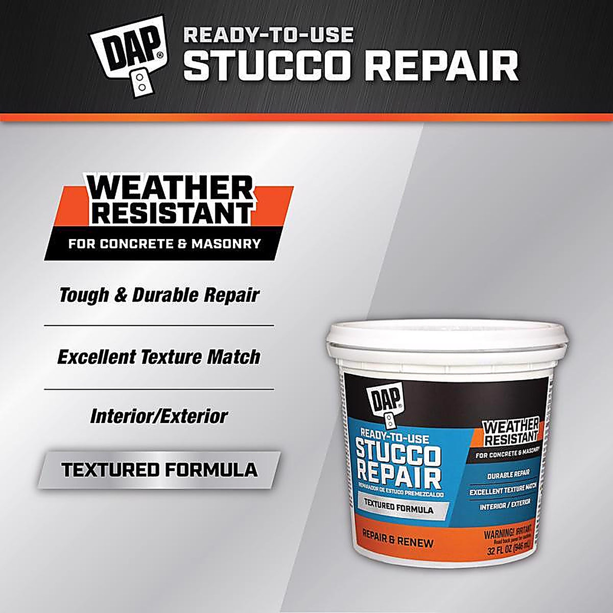DAP - 7079810504 - 1 qt Indoor and Outdoor Stucco Patch