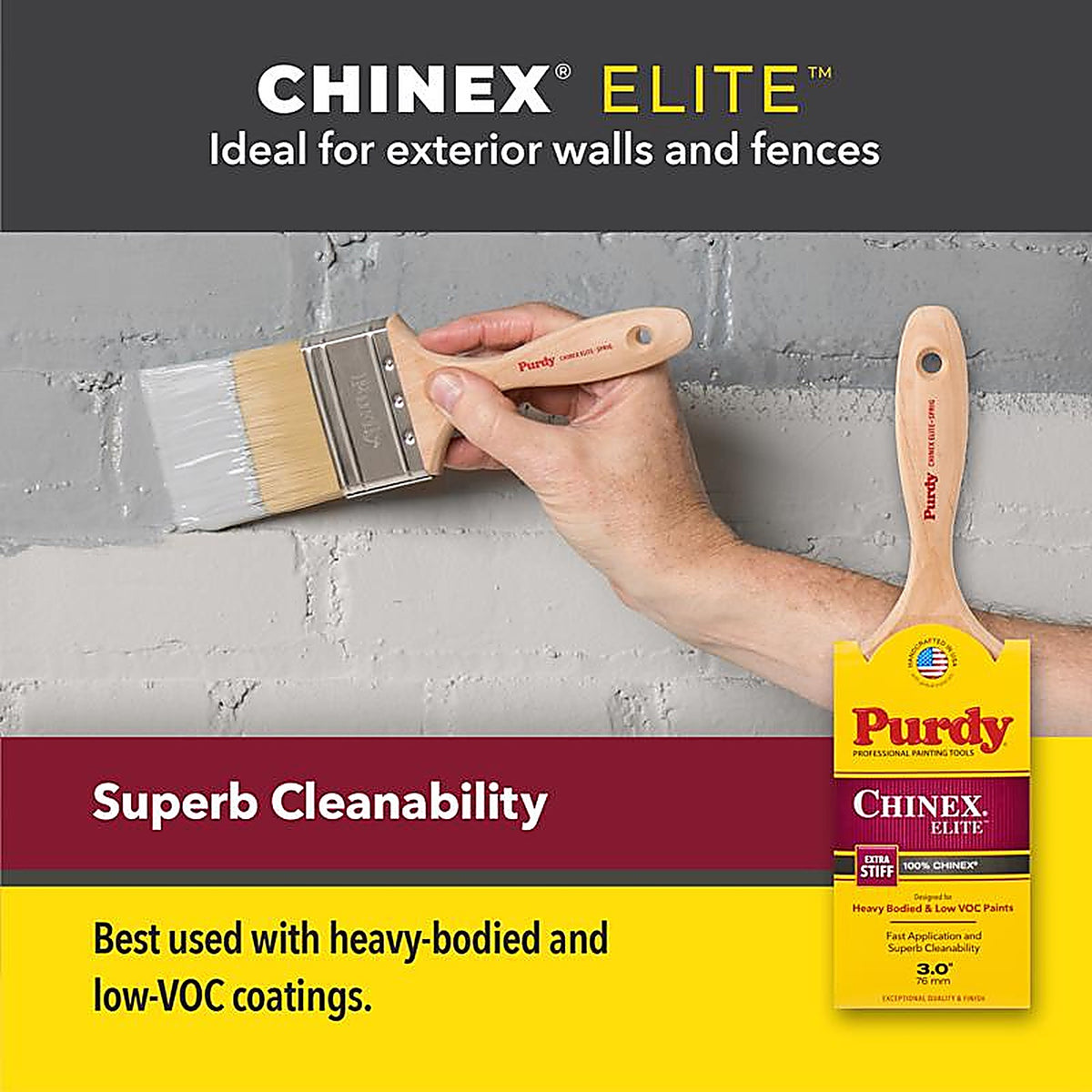 Purdy - 144580930 - Chinex Elite Sprig 3 in. Extra Stiff Flat Paint Brush