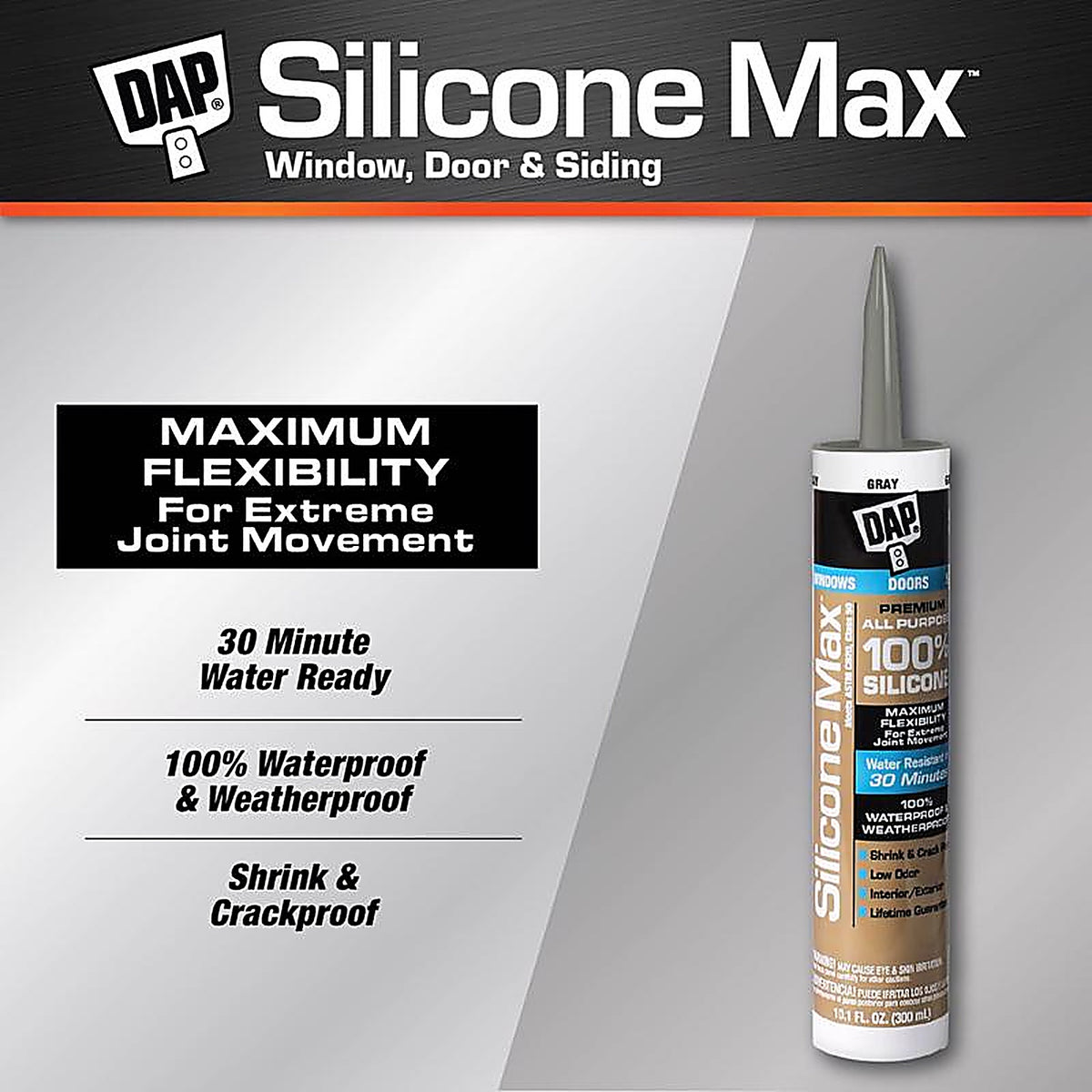 DAP - 7079808787 - Silicone Max Gray Silicone All Purpose Sealant 10.1 oz