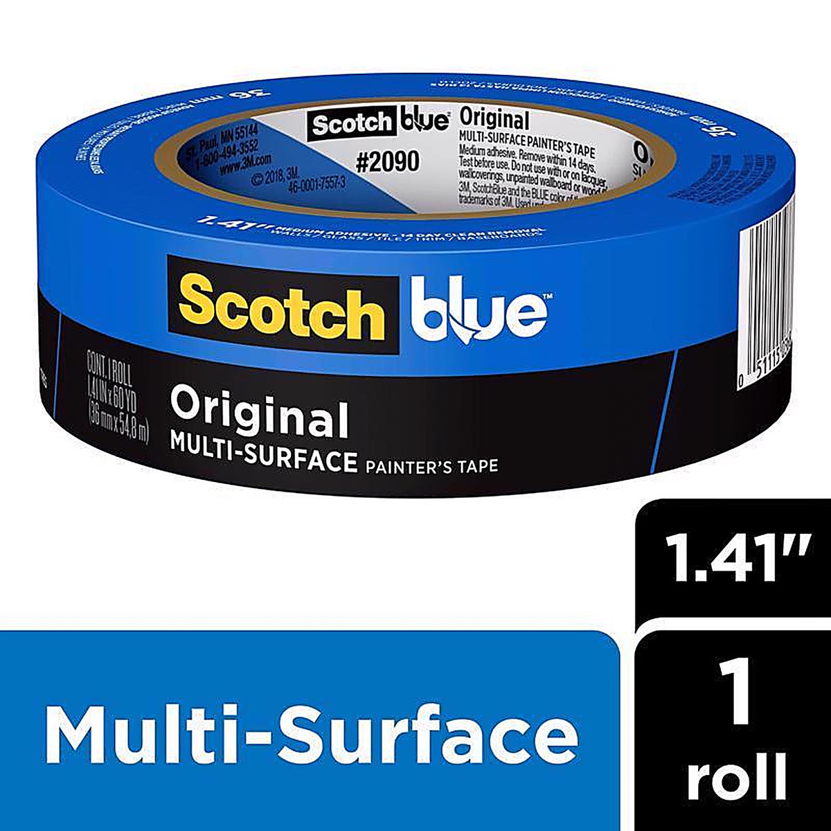 3M - 2090-36NC - ScotchBlue 1.41 in. W x 60 yd. L Blue Medium Strength Original Painter's Tape - 1/Pack