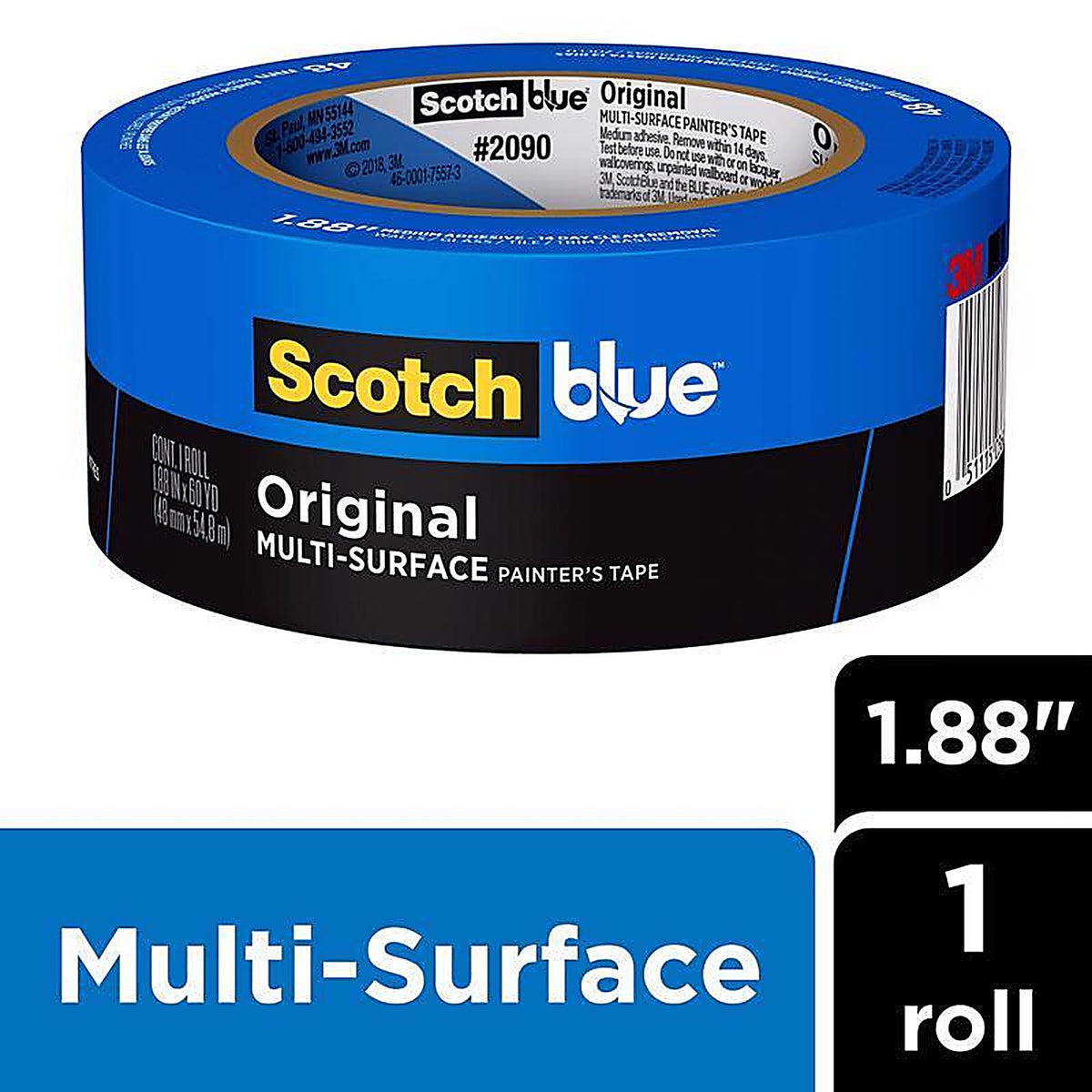 3M - 2090-48NC - ScotchBlue 1.88 in. W x 60 yd. L Blue Medium Strength Original Painter's Tape - 1/Pack