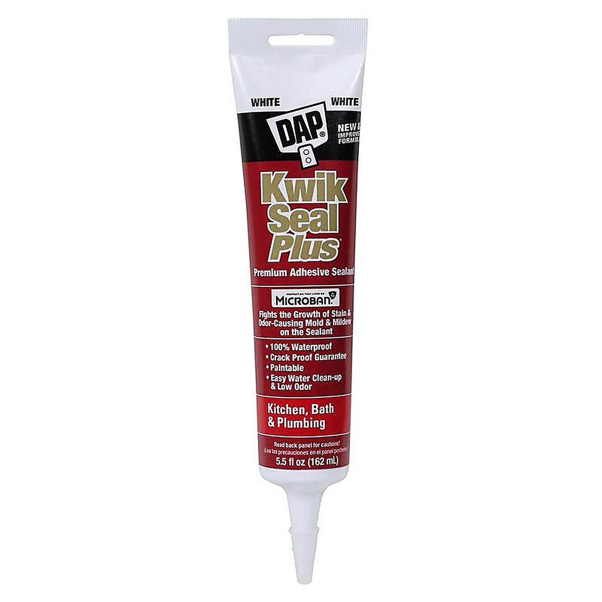 DAP - 7079818526 - Kwik Seal Plus White Siliconized Latex Kitchen and Bath Caulk 5.5 oz