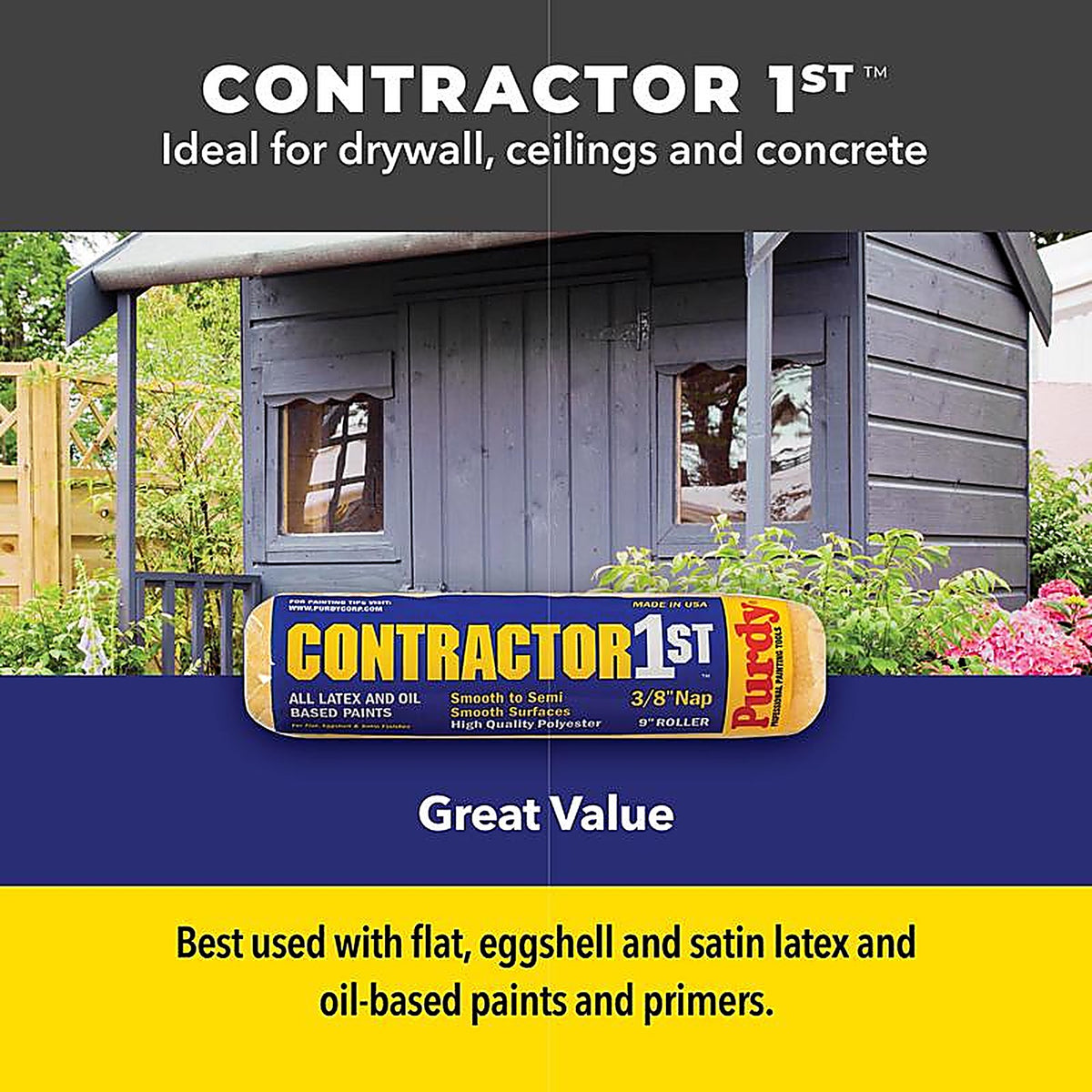 Purdy - 144688184 - Contractor 1st Polyester 18 in. W X 3/4 in. Paint Roller Cover 1 pk