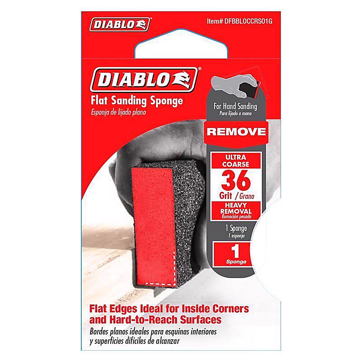 Diablo - DFBBLOCCRS01G - 4 in. L X 2-1/2 in. W X 1 in. T 36 Grit Coarse Block Sanding Sponge