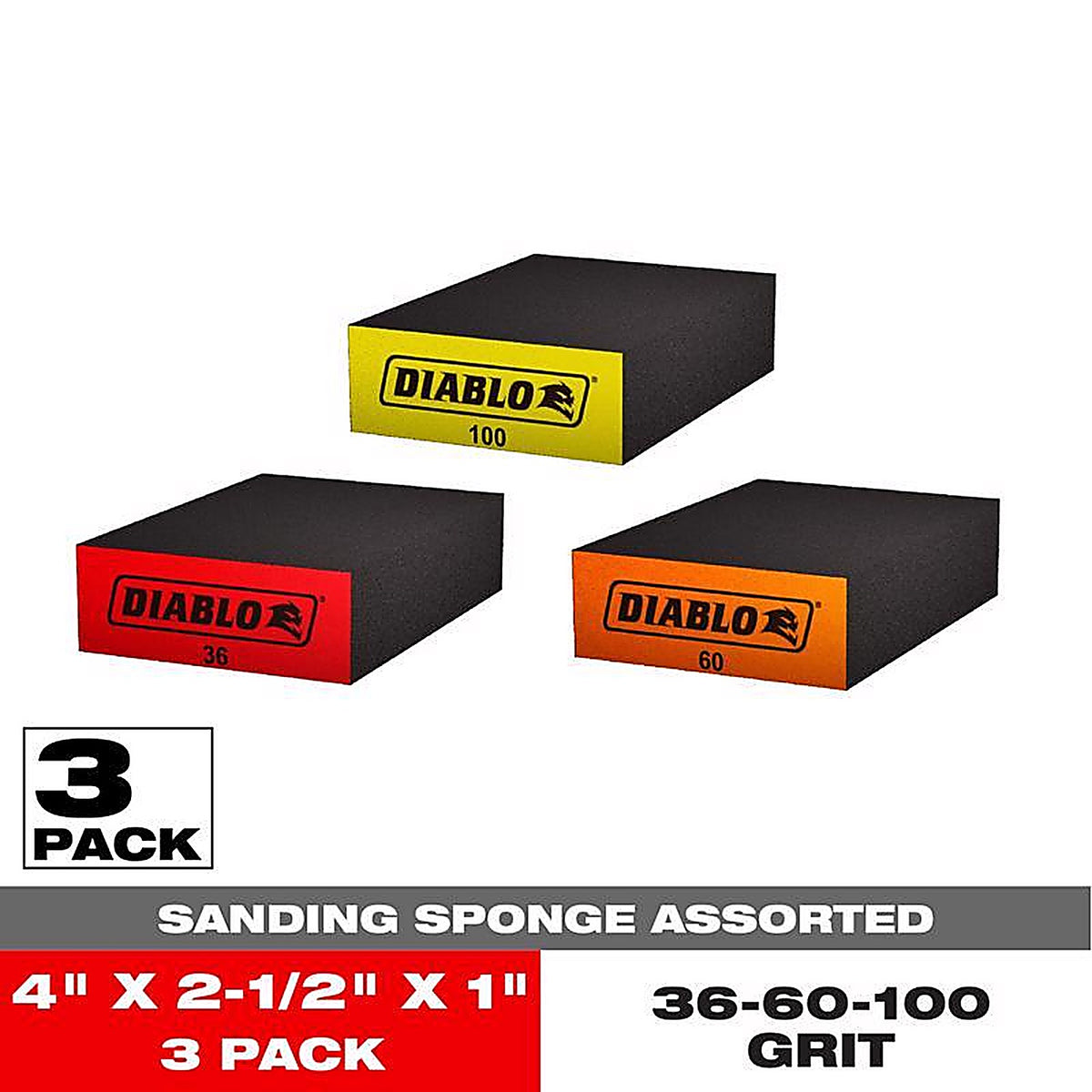 Diablo - DFBBLOCAST03G - 4 in. L X 2-1/2 in. W X 1 in. T Assorted Grit Assorted Block Sanding Sponge