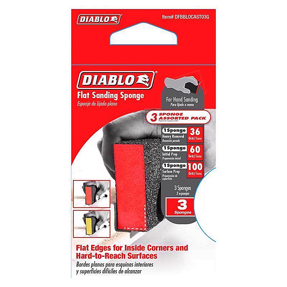 Diablo - DFBBLOCAST03G - 4 in. L X 2-1/2 in. W X 1 in. T Assorted Grit Assorted Block Sanding Sponge
