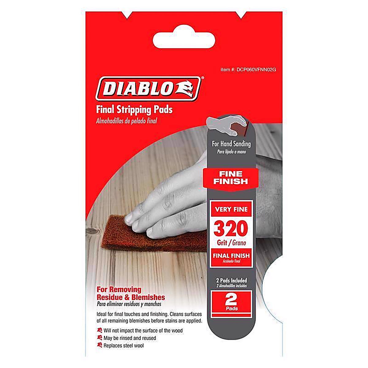 Diablo - DCP060VFNN02G - 6 in. L X 4 in. W 320 Grit Silicon Carbide Final Stripping Pads 2 pk
