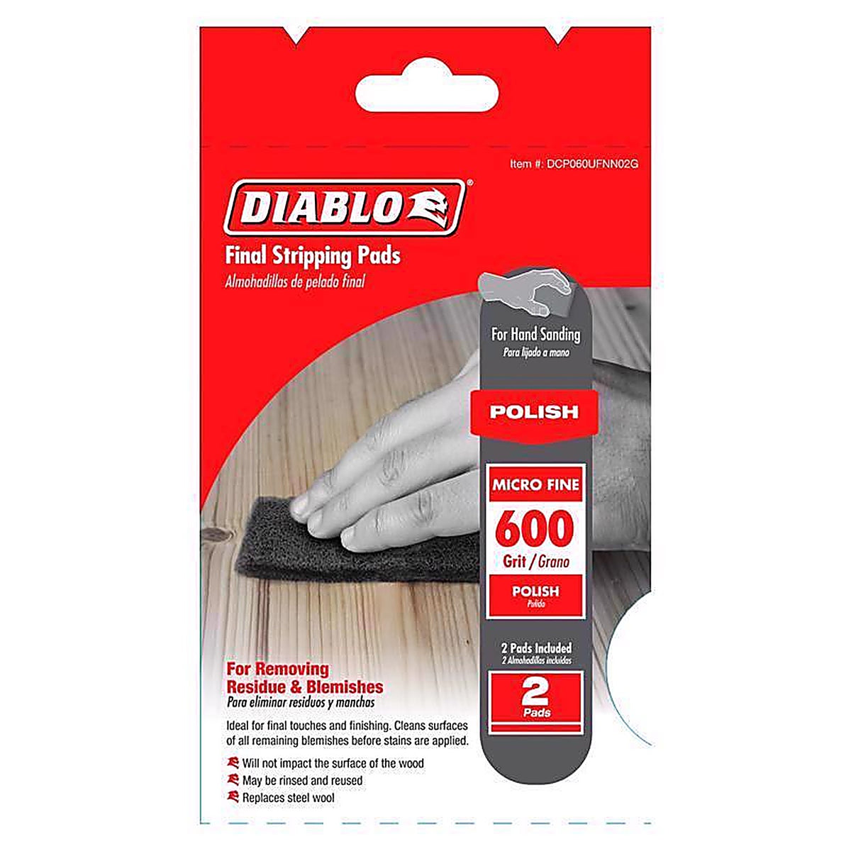 Diablo - DCP060UFNN02G - 6 in. L X 4 W 600 Grit Silicone Carbide Final Stripping Pads 2 pk