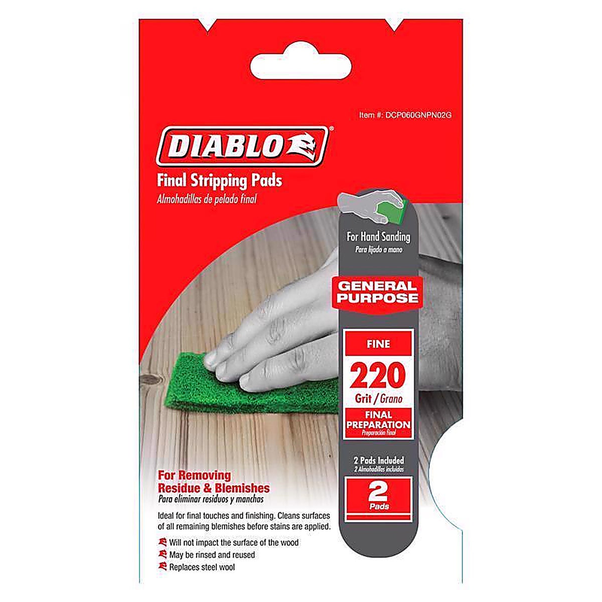 Diablo - DCP060GNPN02G - 6 in. L X 4 W 220 Grit Silicone Carbide Final Stripping Pads 2 pk