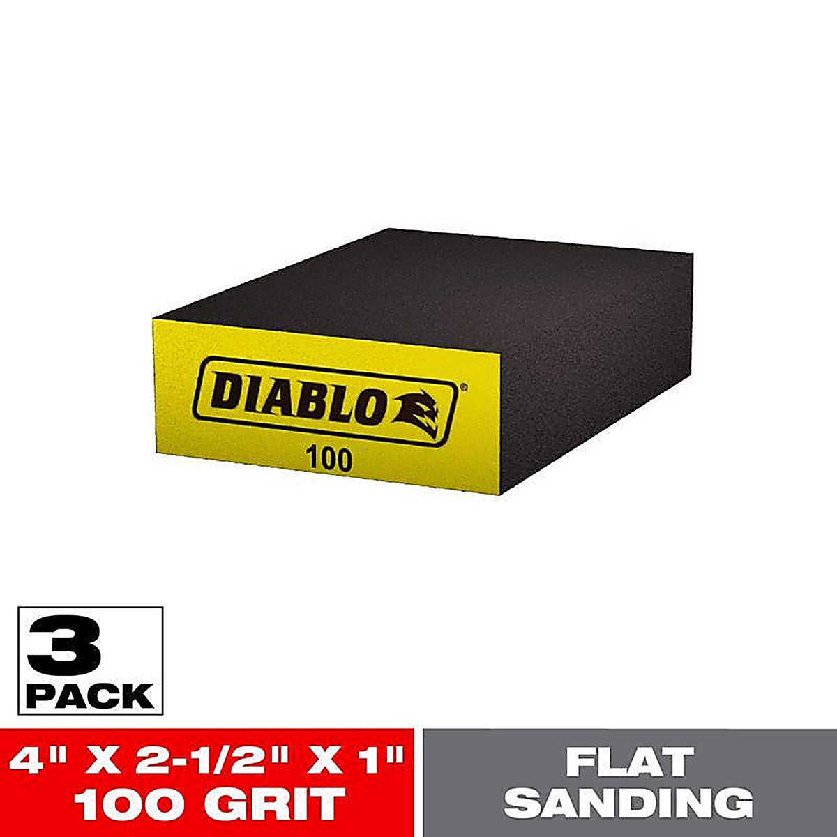 Diablo - DFBBLOCFIN03G - 4 in. L X 2-1/2 in. W X 1 in. 100 Grit Fine Flat Surface Sanding Sponge