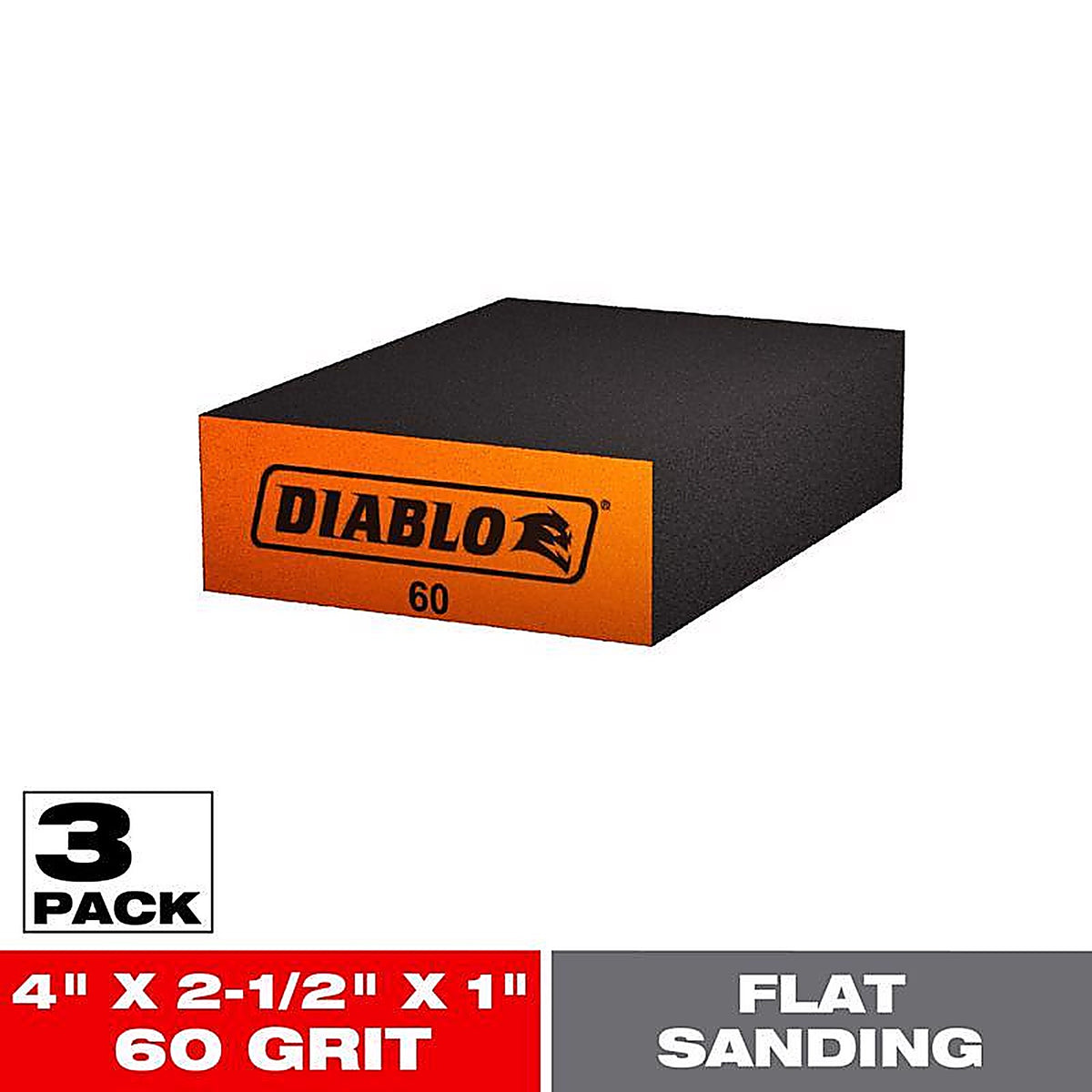 Diablo - DFBBLOCMED03G - 4 in. L X 2-1/2 in. W X 1 in. T 60 Grit Medium Flat Surface Sanding Sponge