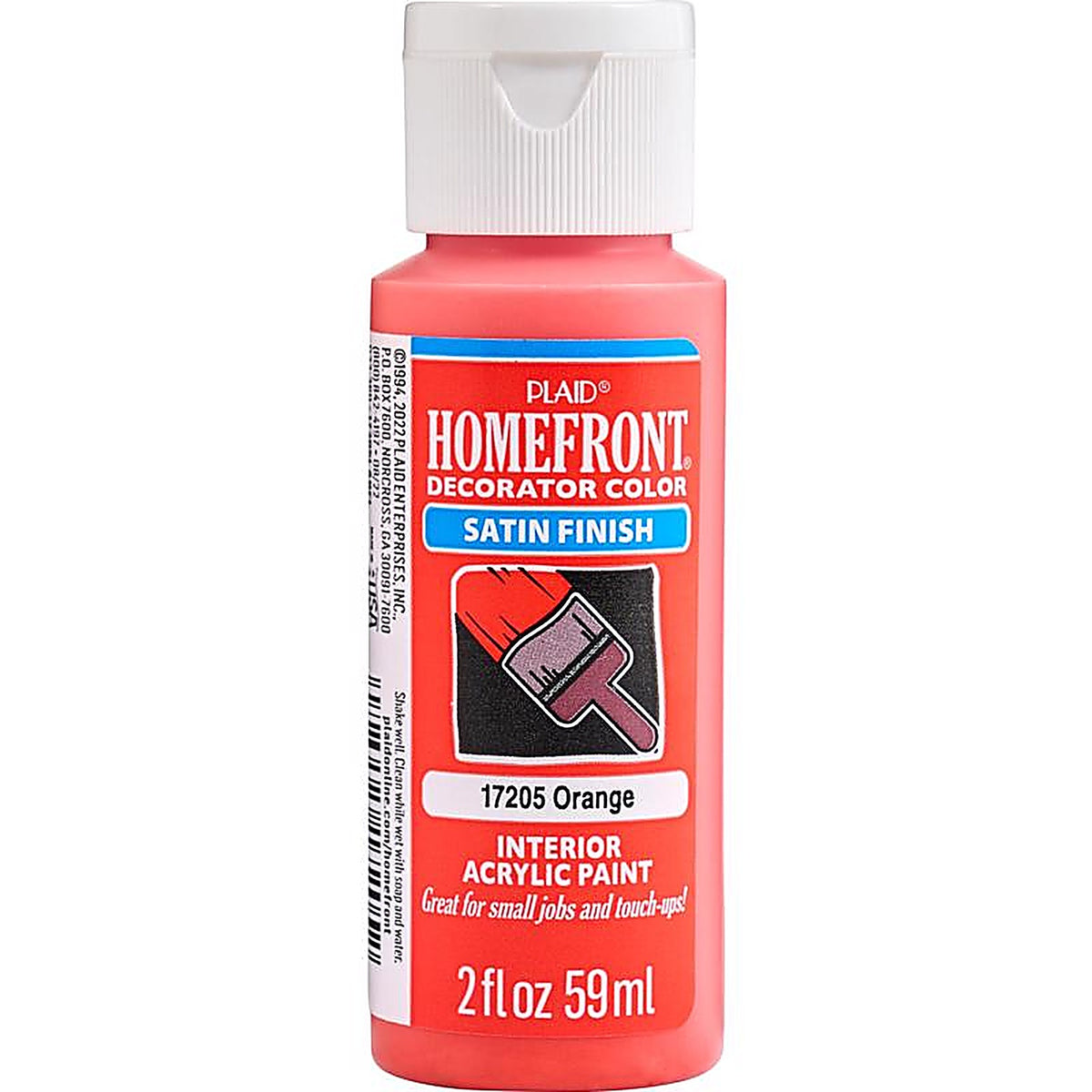 Homefront - 17205N - Decorator Color Satin Orange Hobby Paint 2 oz
