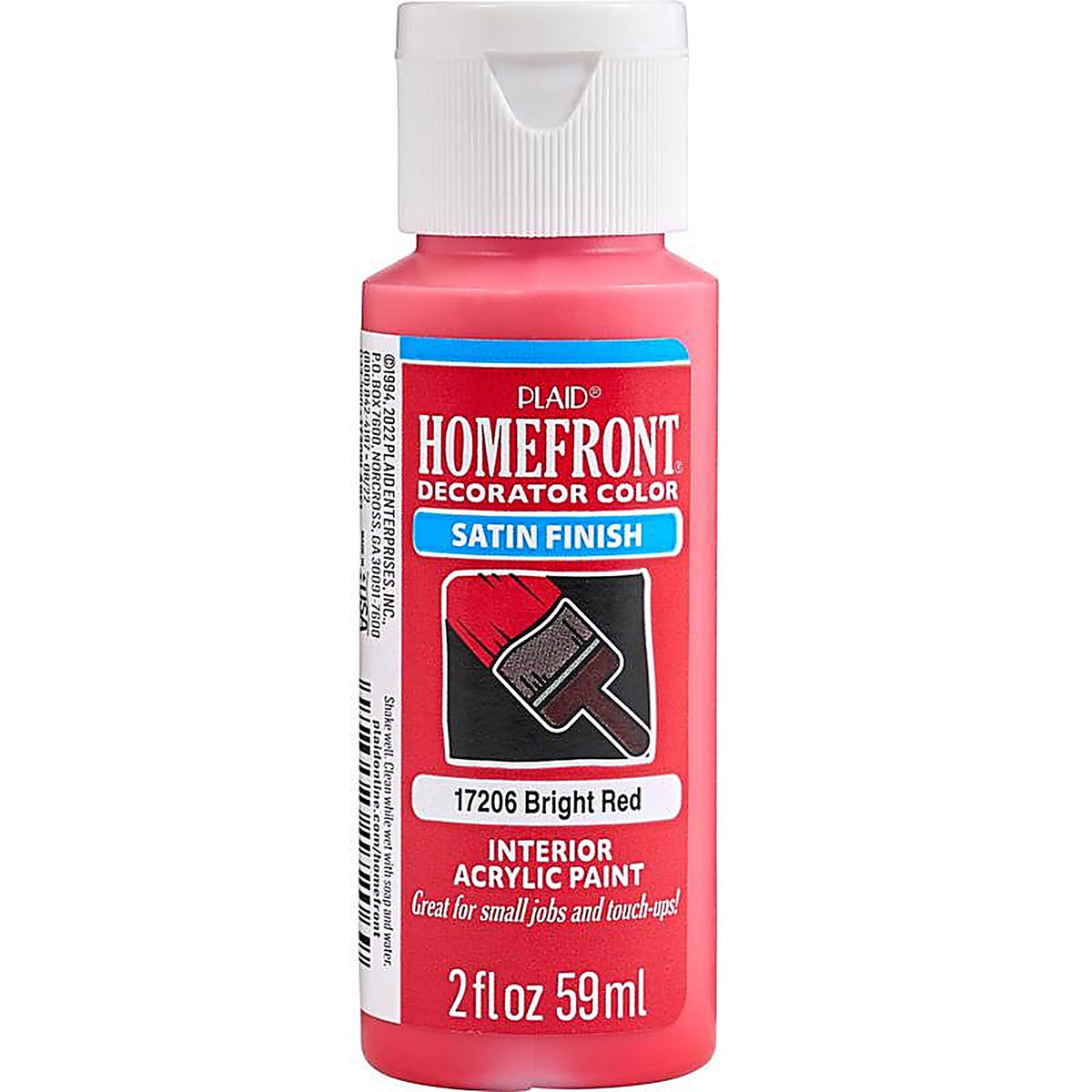 Homefront - 17206N - Decorator Color Satin Bright Red Hobby Paint 2 oz