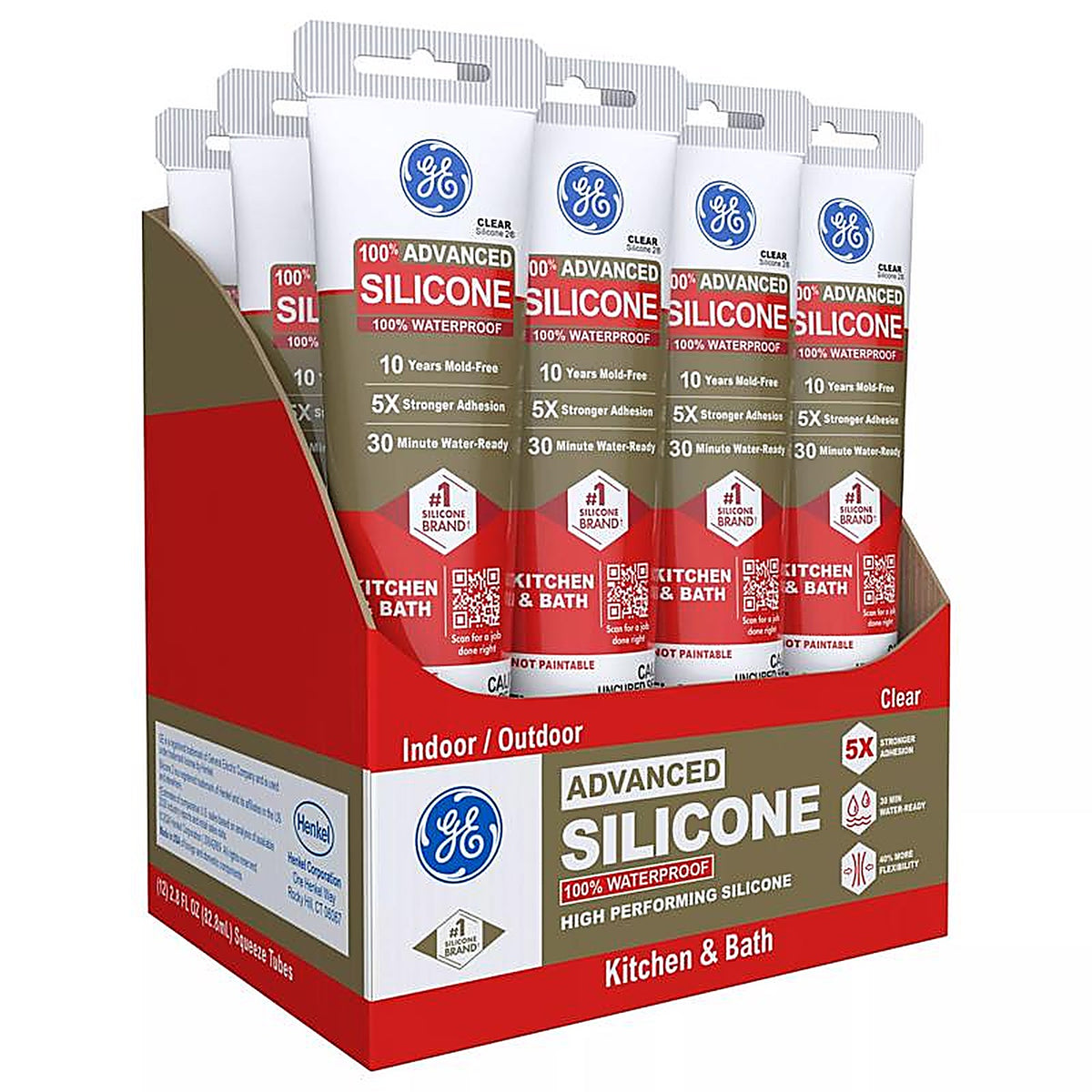 GE - 2812563 - Advanced Clear Silicone 2 Kitchen and Bath Caulk Sealant 2.8 oz